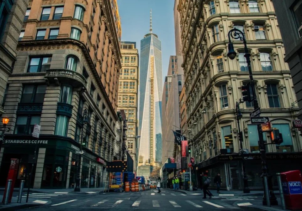 Downtown street scene in New York